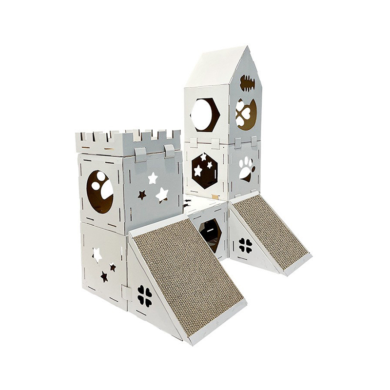 CW3001 Cardboard Cat Castle With Cat Scratcher