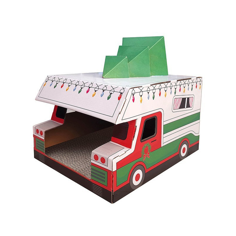 CW3005 Christmas Elements Corrugated Cardboard Cute Cat Scratcher House