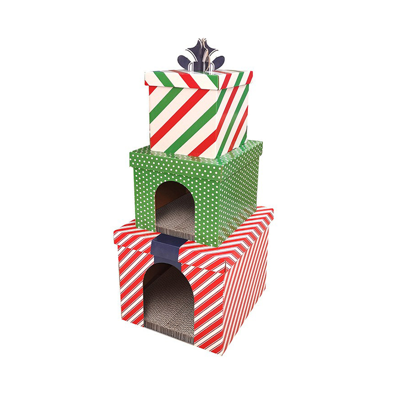 CW3010 3-layers Cardboard Holiday Gift Box Cat House