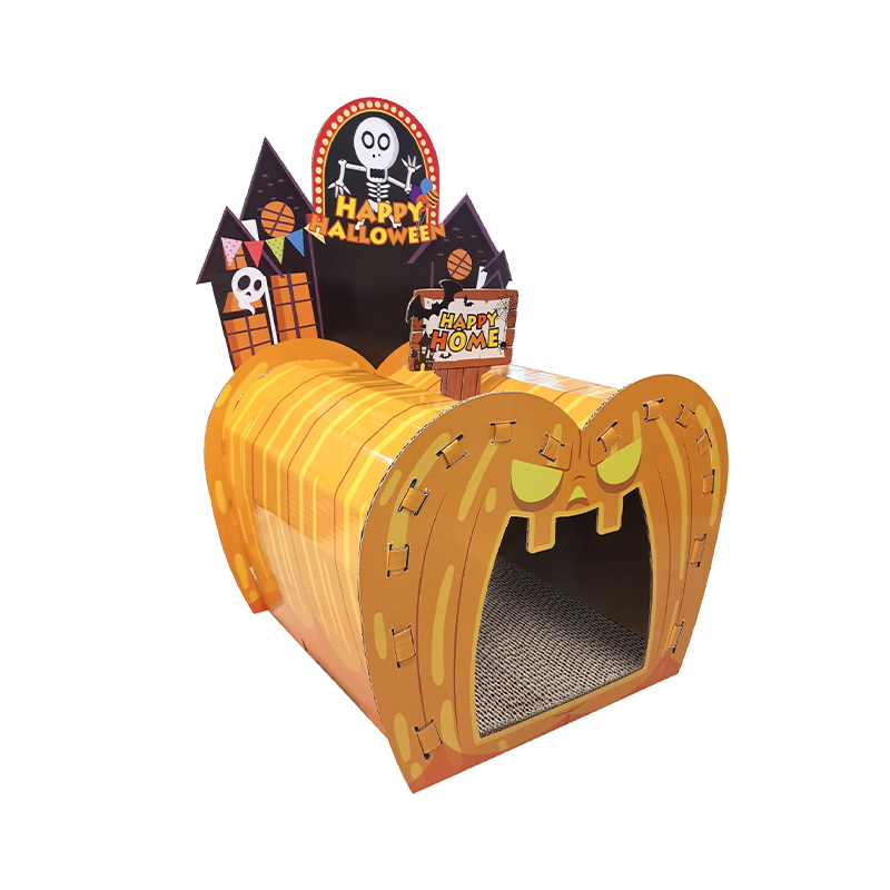 CW3013 Halloween Cardboard Cat House with Cat Scratcher Mat