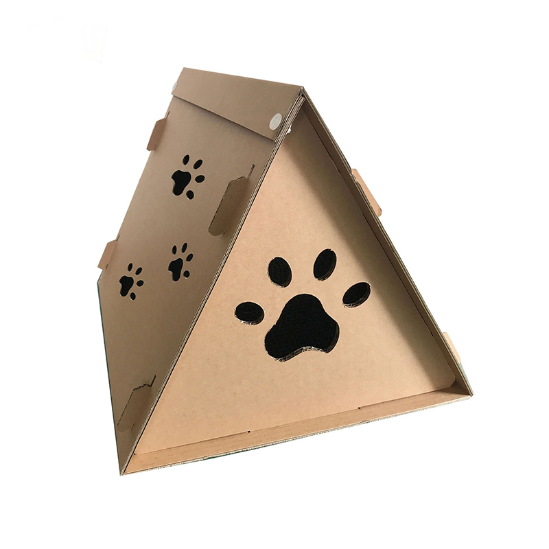 CW2004 Foldable DIY Triangle Cardboard Cat House