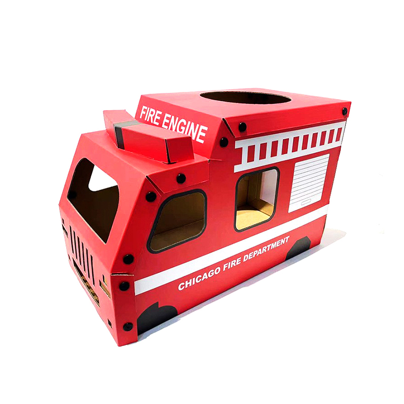 CW3003 Eco-friendly Indoor Cat Fire Truck Cardboard House