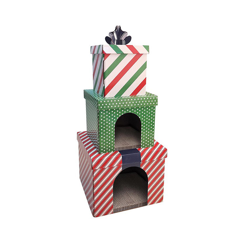 CW3010 3-layers Cardboard Holiday Gift Box Cat House