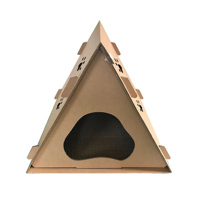 CW2004 Foldable DIY Triangle Cardboard Cat House