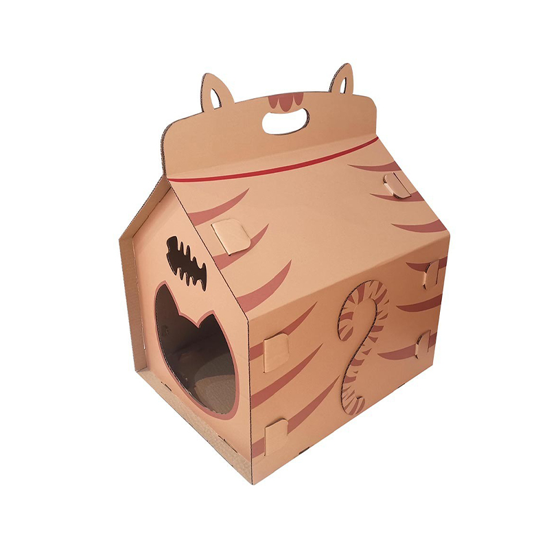 CW2014 Portable Sustainable Cat Shape Design Corrugated Cardboard Cat House