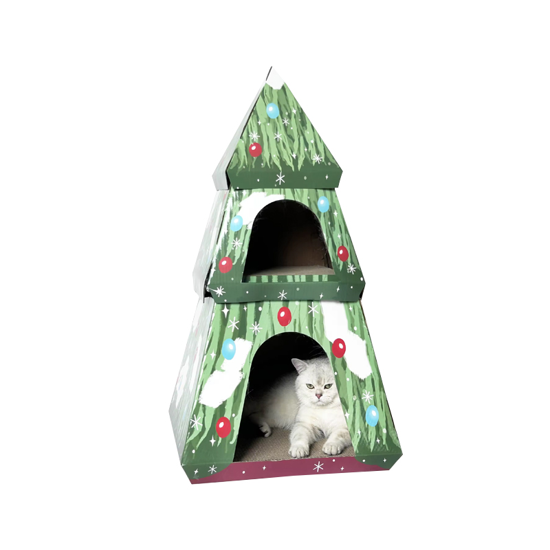 CW3011 Wear-resistant Christmas Tree Cardboard Cat House