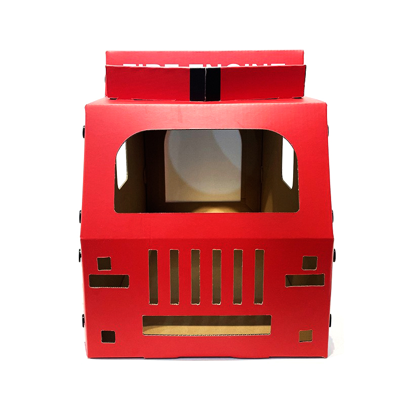 CW3003 Eco-friendly Indoor Cat Fire Truck Cardboard House