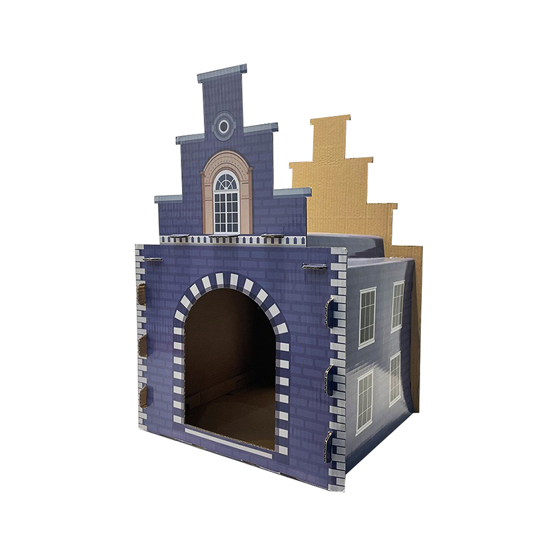 CW3027 Indoor Cardboard Cat Castle with Cat Scratching Board Platform