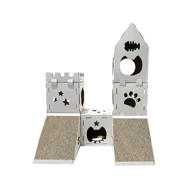 CW3001 Cardboard Cat Castle With Cat Scratcher