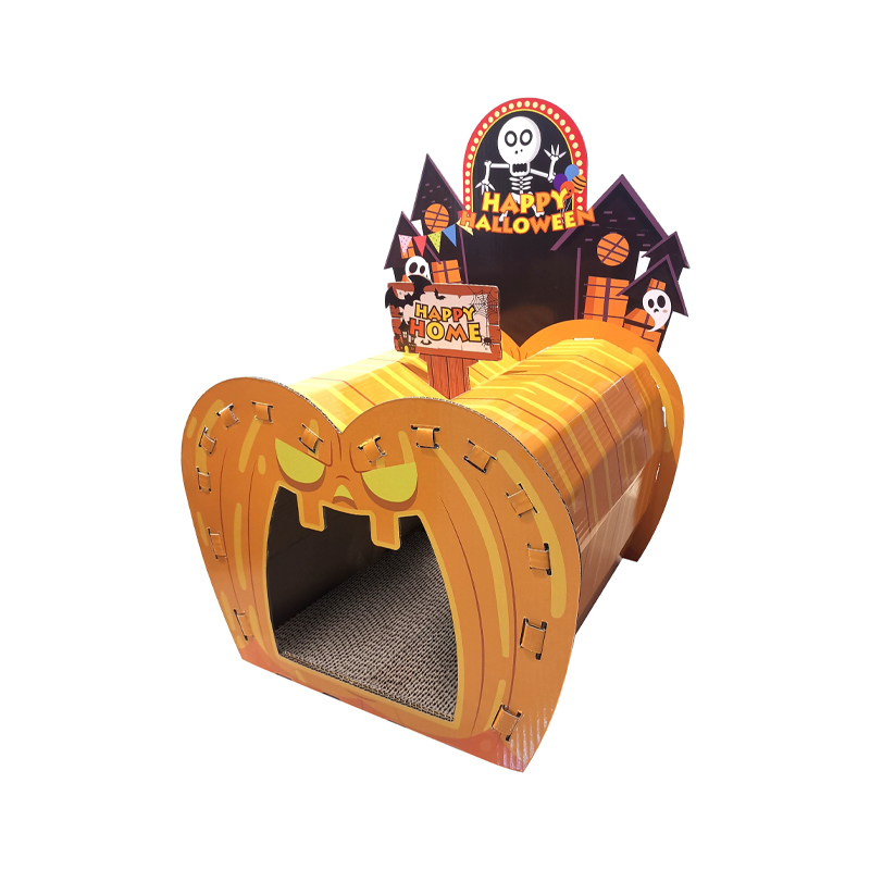 CW3013 Halloween Cardboard Cat House with Cat Scratcher Mat