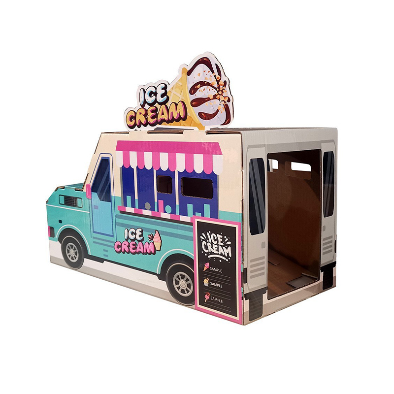 CW2013 Portable Indoor Ice Cream Truck Cardboard Cat Villa House