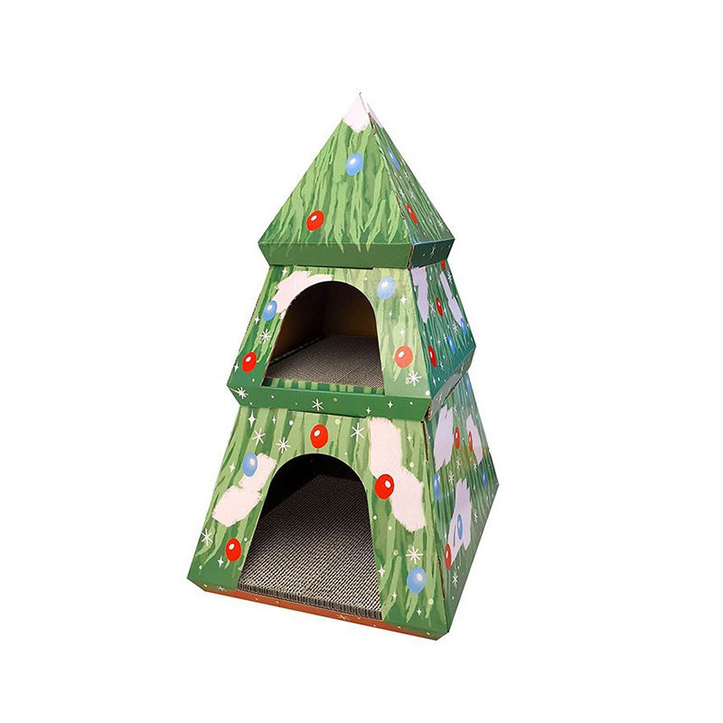 CW3011 Wear-resistant Christmas Tree Cardboard Cat House