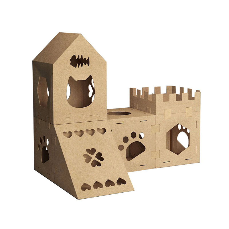 CW3001 Cardboard Cat Castle With Cat Scratcher