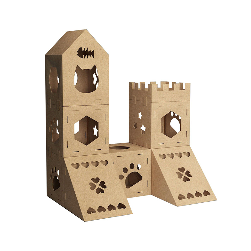 CW3001 Cardboard Cat Castle With Cat Scratcher