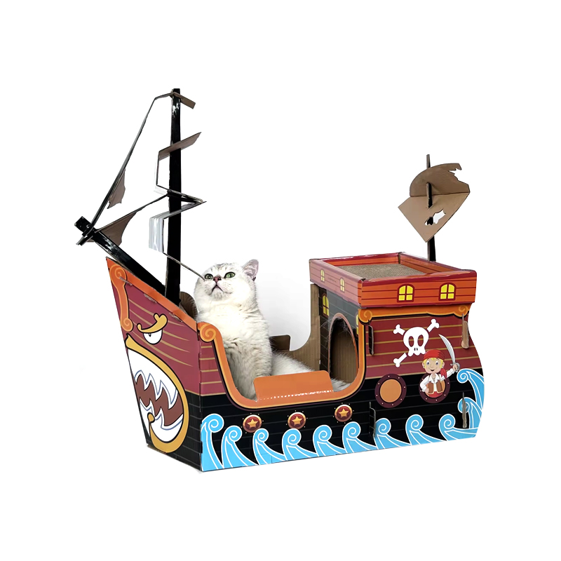 CW3012 Lightweight Durable Pirate Ship Cardboard Cat House with Cat Scratching Post