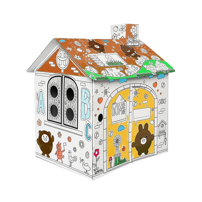 BF20972 Kids Doodle Coloring Cardboard DIY House Assemble Toy