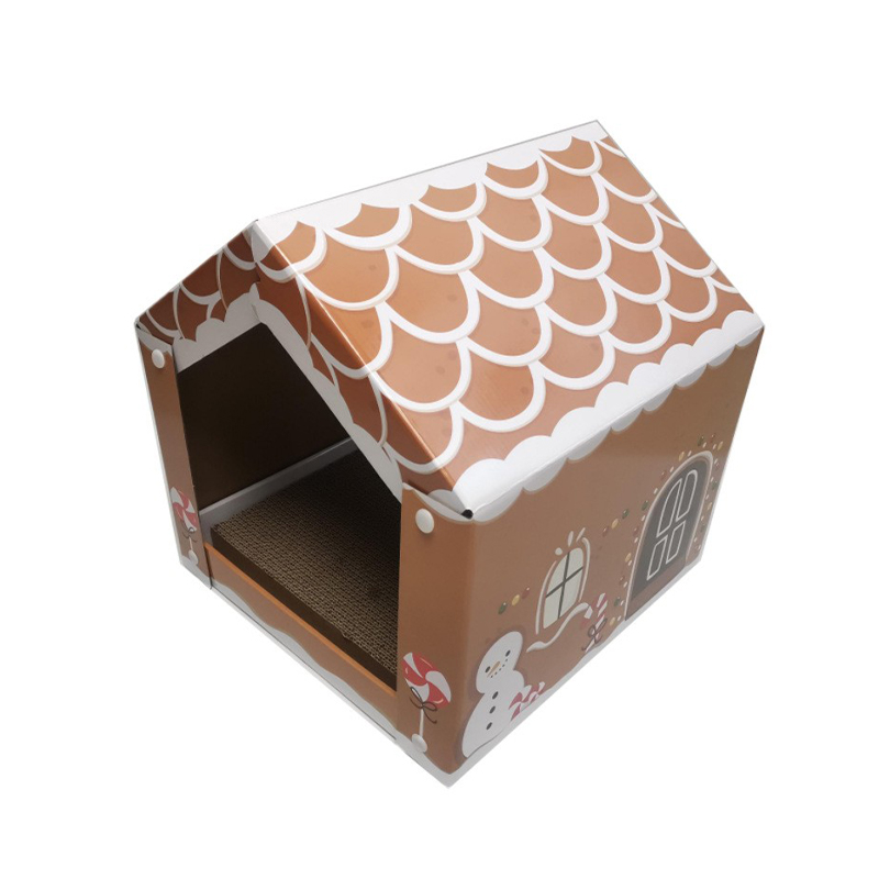 CW3044 Foldable Snowman Cabin Cardboard Cat Villa