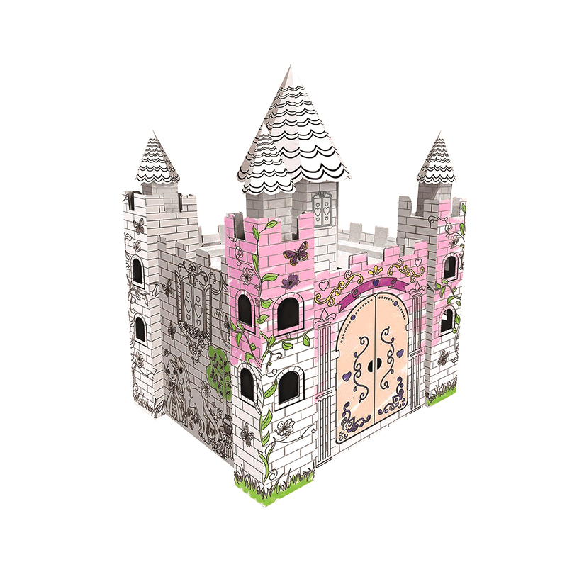 BF20983-2 Cardboard 3D DIY Coloring Doodle Playhouse Castle