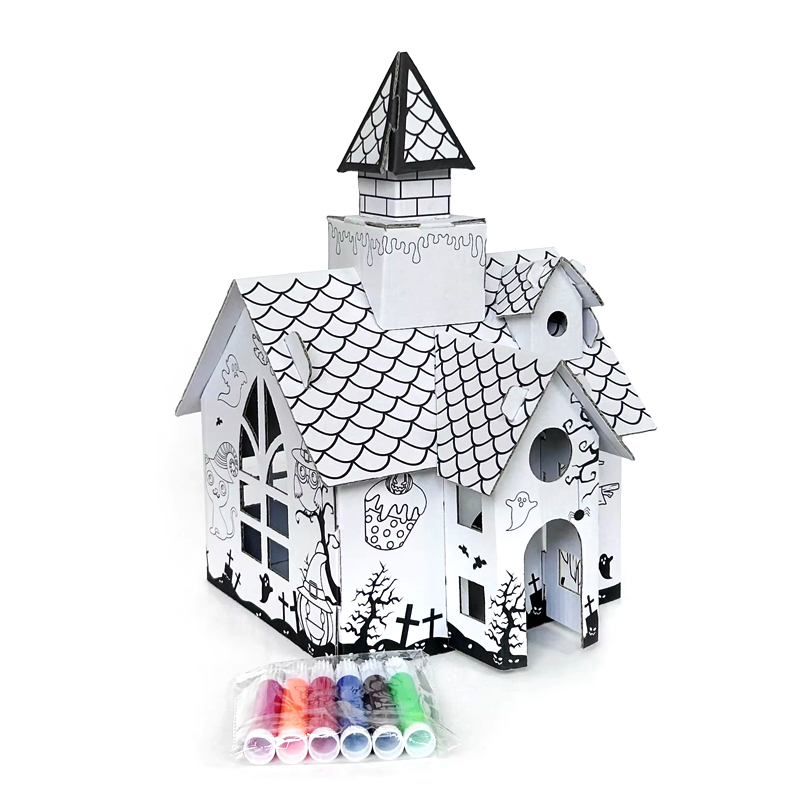 BF20975 Kids Creative Cardboard Coloring Graffiti Hollow House