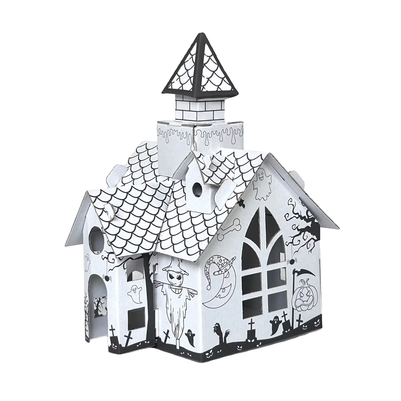 BF20975 Kids Creative Cardboard Coloring Graffiti Hollow House