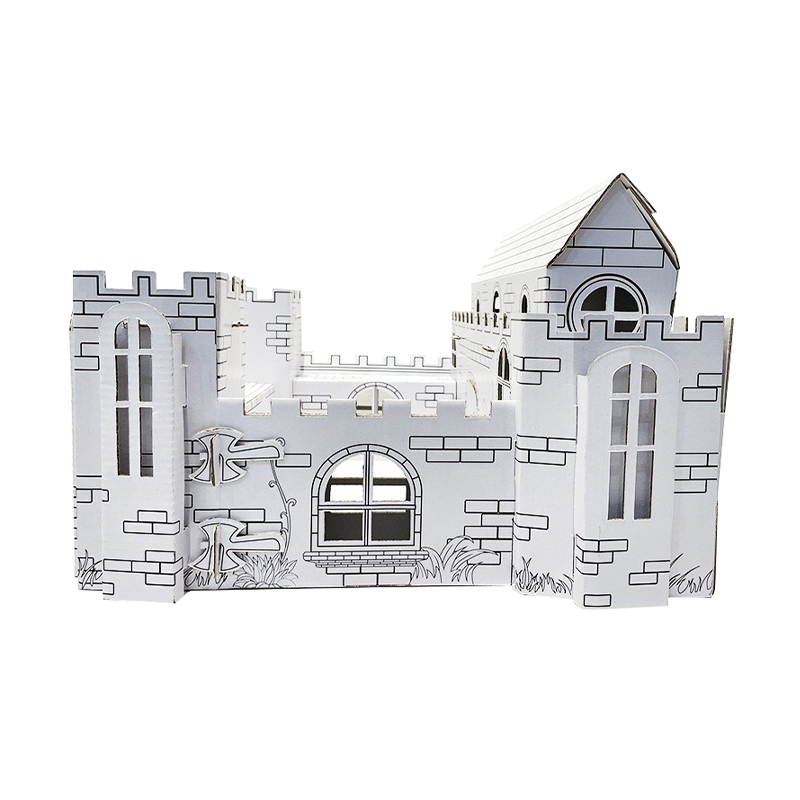 BF20989 Kids 3D DIY Cardboard Doodle Coloring Castle Kit