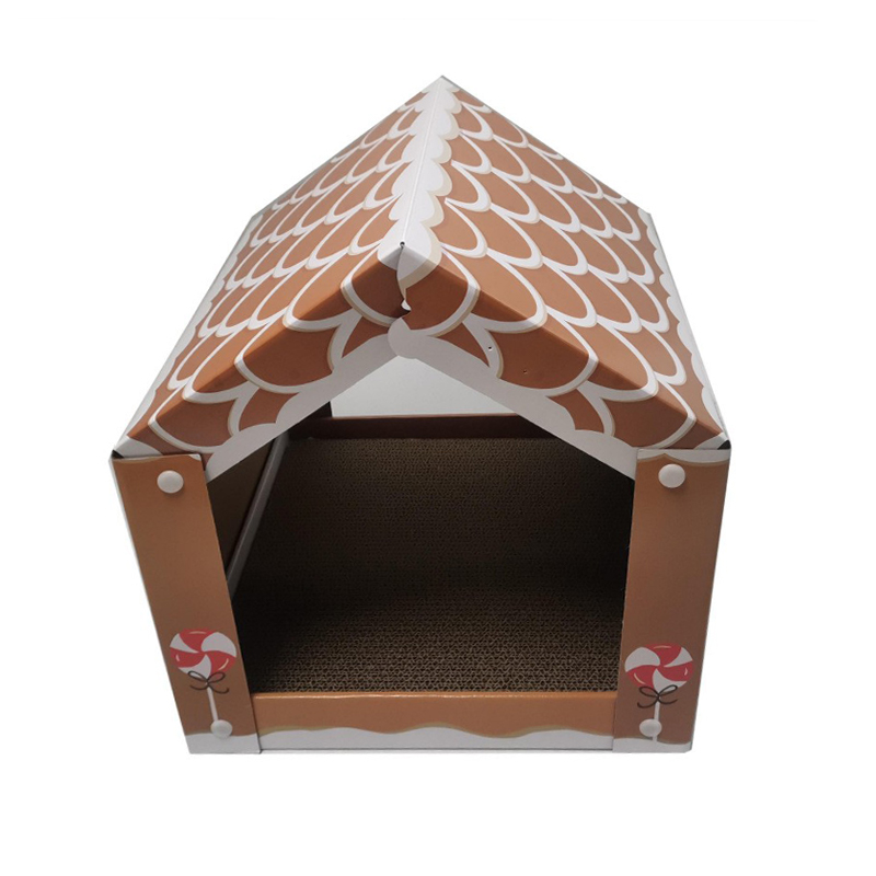 CW3044 Foldable Snowman Cabin Cardboard Cat Villa