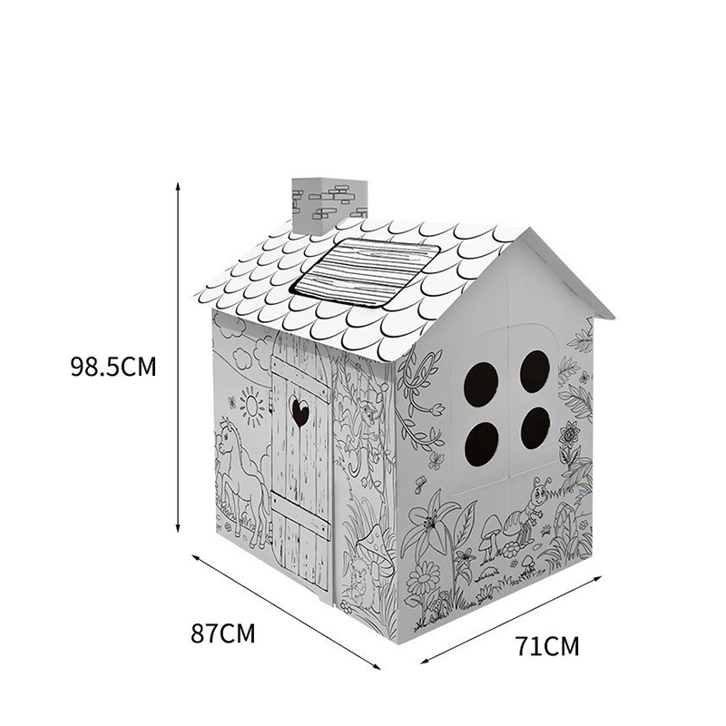 BF20972 Kids Doodle Coloring Cardboard DIY House Assemble Toy