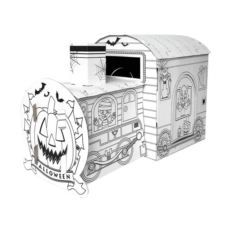 BF21005 Kids Halloween Style DIY Cardboard Coloring Crafts House