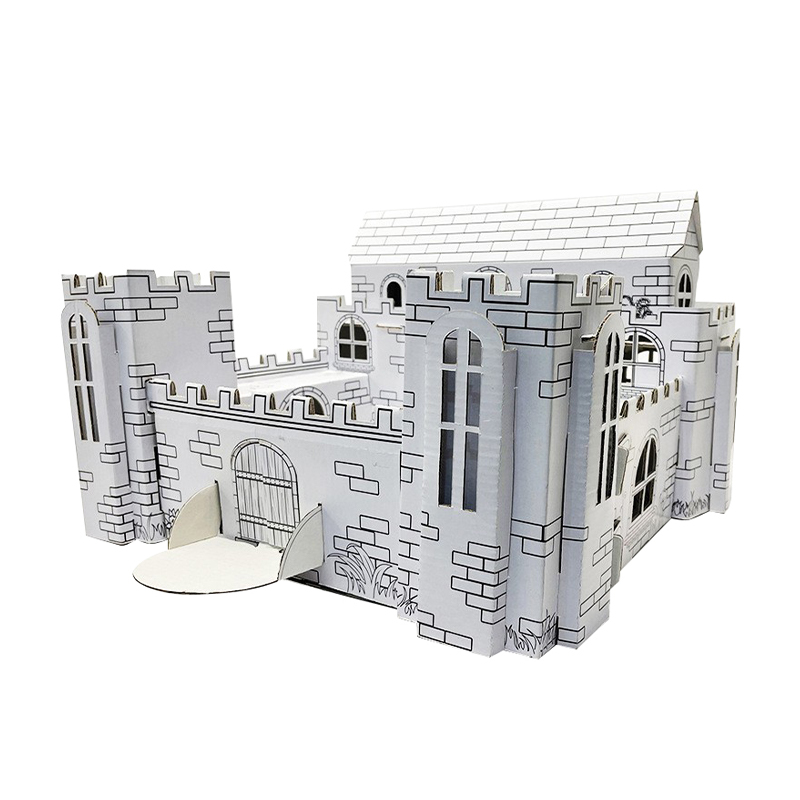 BF20989 Kids 3D DIY Cardboard Doodle Coloring Castle Kit