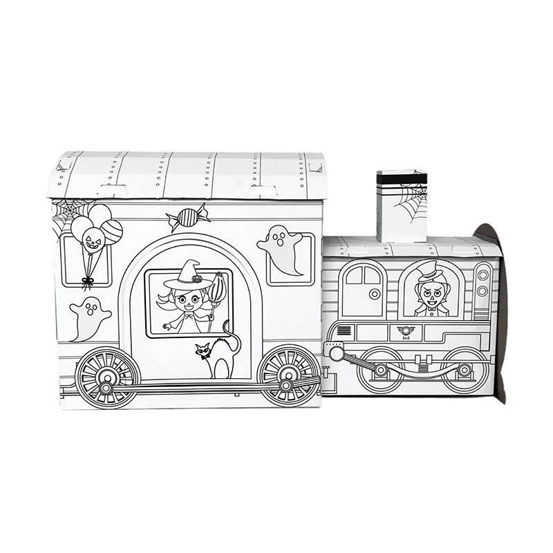 BF30023 Kids Graphic Doodle Small Indoor Cardboard Train Assembly