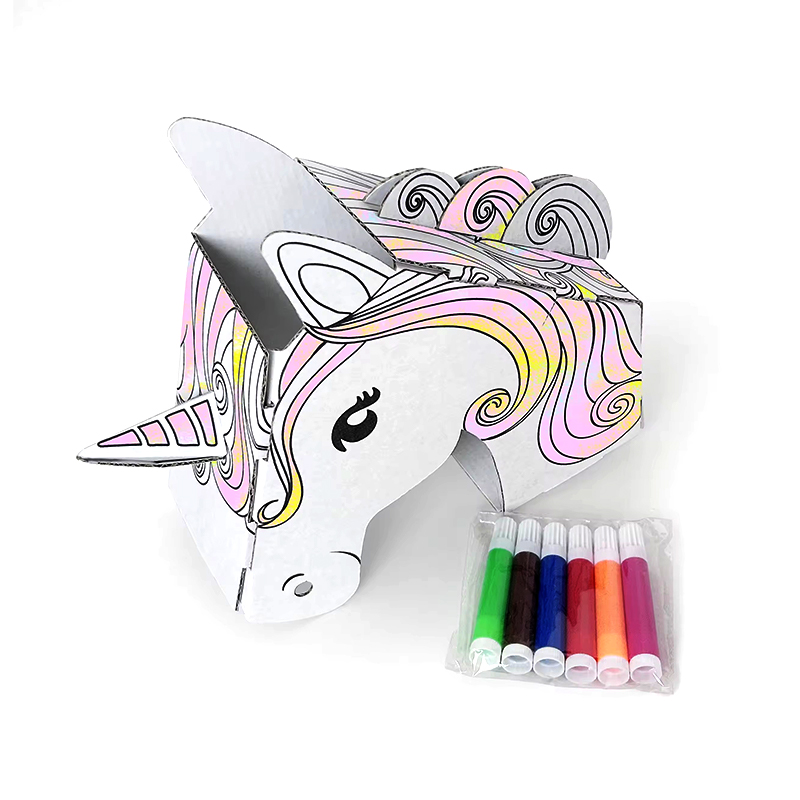 BF30021 DIY Doodle Cardboard Painting Unicorn Headband Toy