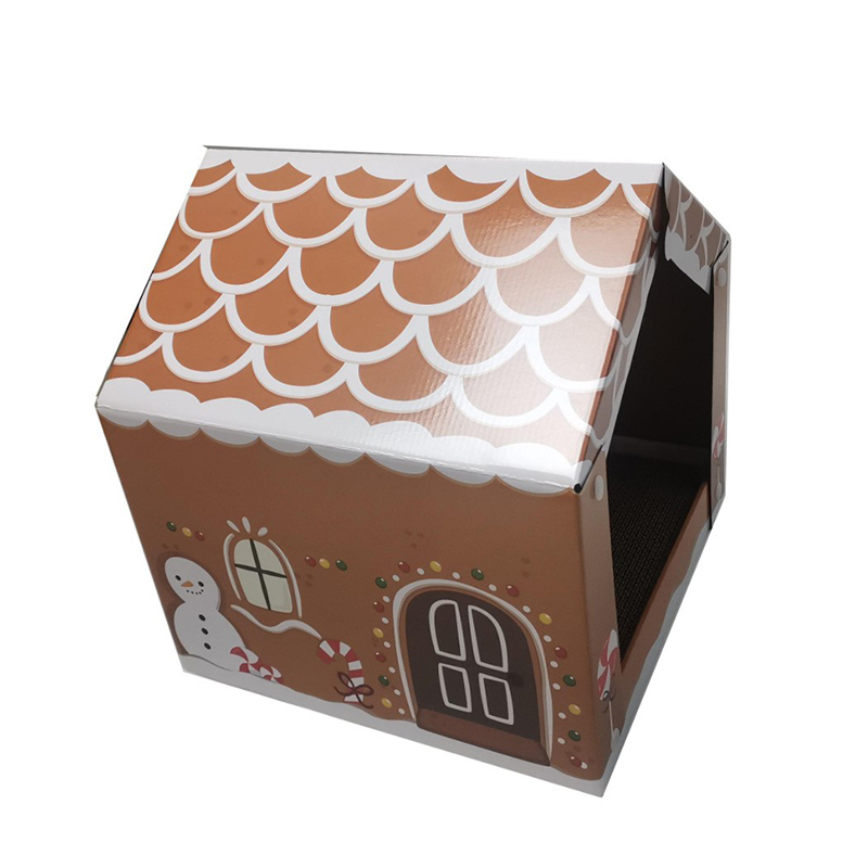 CW3044 Foldable Snowman Cabin Cardboard Cat Villa