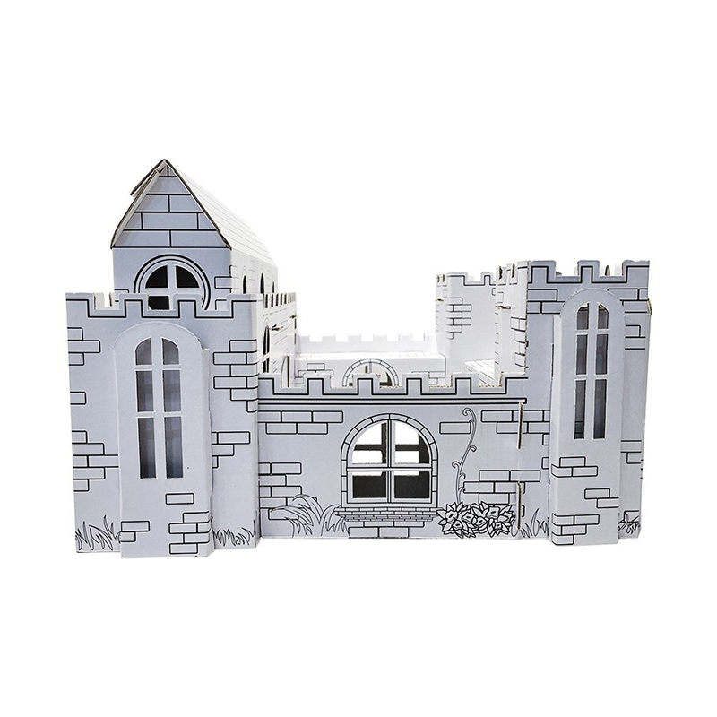 BF20989 Kids 3D DIY Cardboard Doodle Coloring Castle Kit