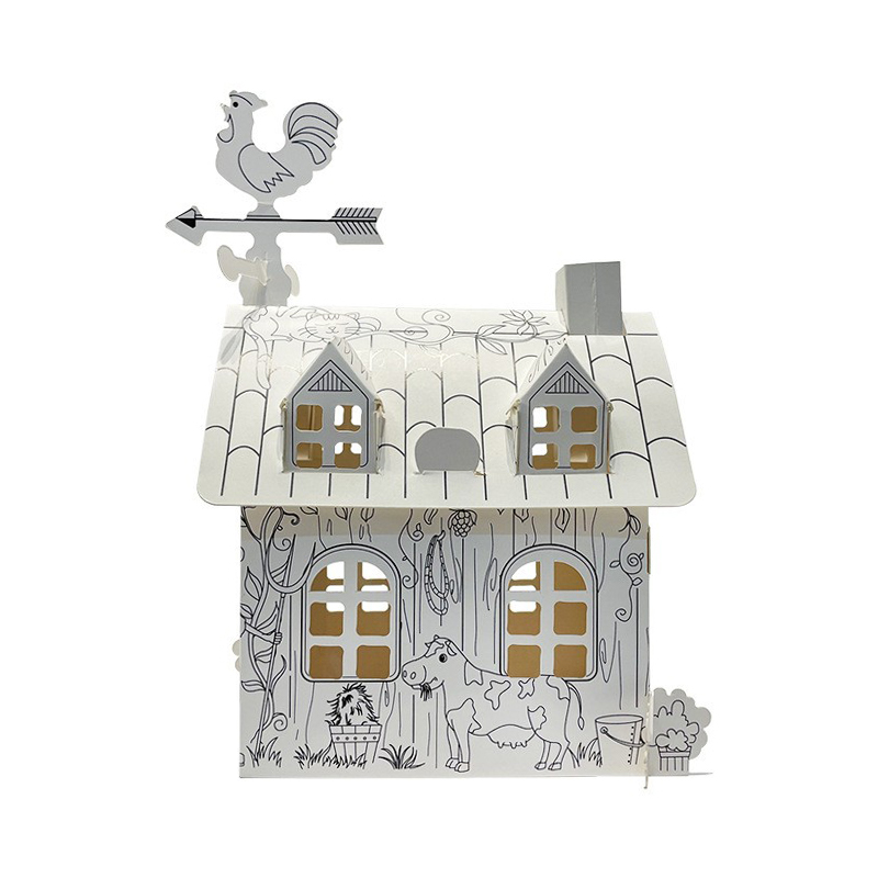 BF20994 Corrugated Cardboard Doodle Coloring Farm Playhouse Kit