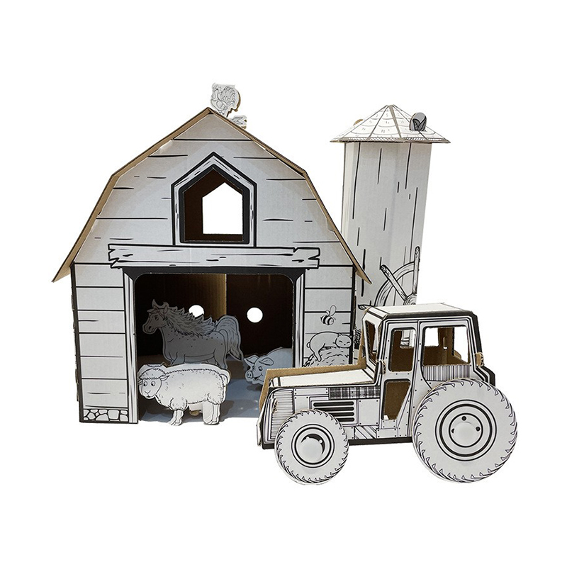 BF30006 3D Cardboard Diy Doodle Coloring Farm Playhouse Set