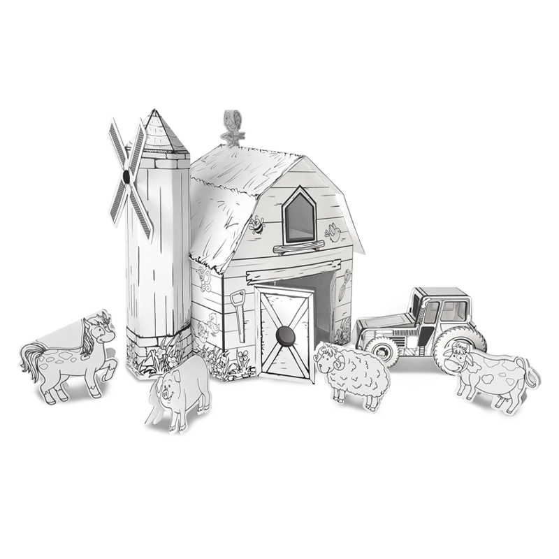 BF30006 3D Cardboard Diy Doodle Coloring Farm Playhouse Set