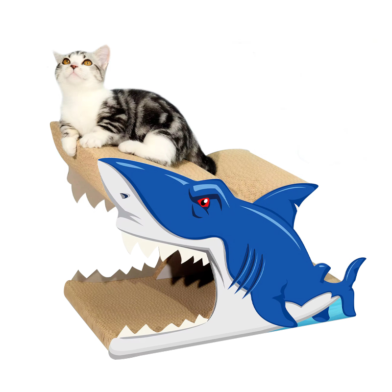 CW4117 Eco Friendly Multi-functional Shark Type Cardboard Cat Scratcher