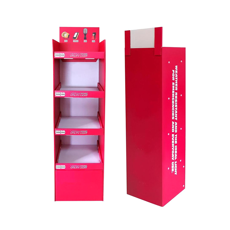 BL18013 Single Supermarket Pop Shelves Cardboard Floor Display Stand