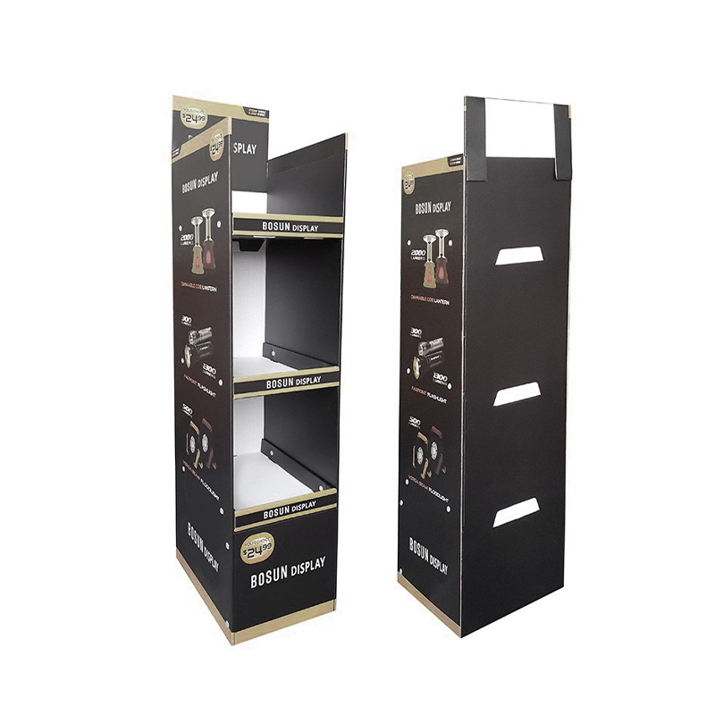 BL19021 Foldable Exhibition Retail Store FlashLight Corrugated Cardboard Floor Display Stand