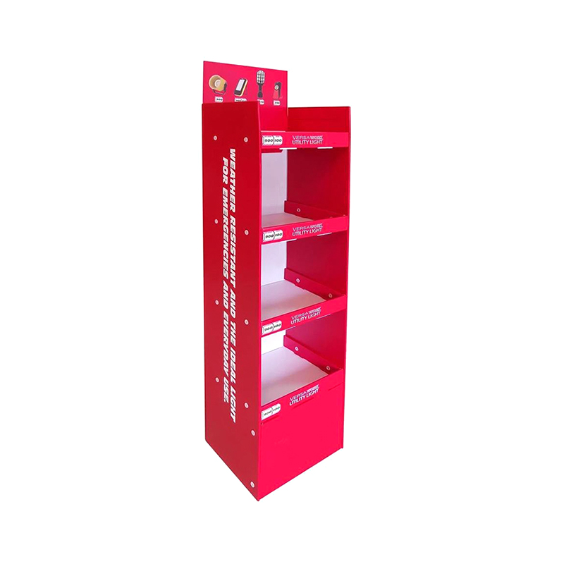 BL18013 Single Supermarket Pop Shelves Cardboard Floor Display Stand