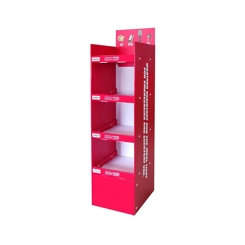 BL18013 Single Supermarket Pop Shelves Cardboard Floor Display Stand