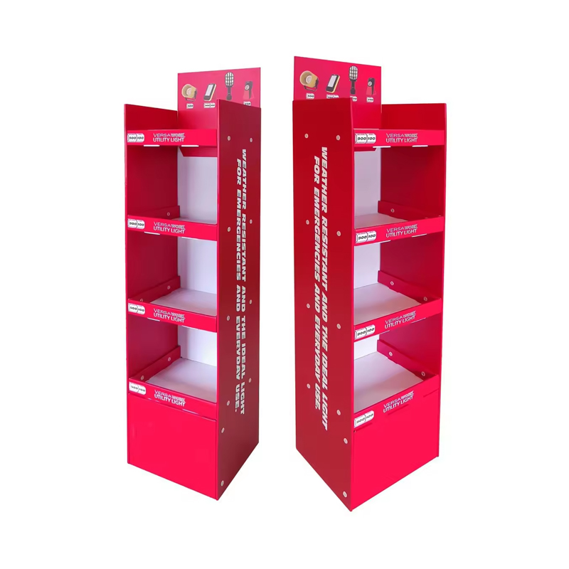 BL18013 Single Supermarket Pop Shelves Cardboard Floor Display Stand