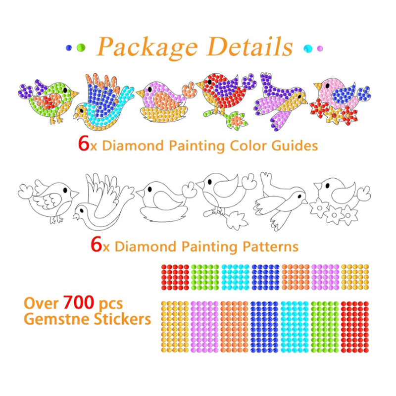 Spring Bird Big Gem Diamond Painting DIY Crafts for Kids