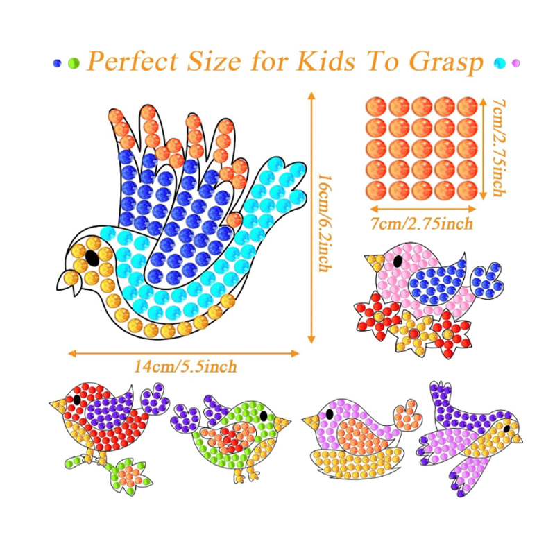 Spring Bird Big Gem Diamond Painting DIY Crafts for Kids