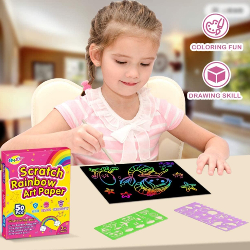 Kids Neon Unicorn Scratching Painting Set