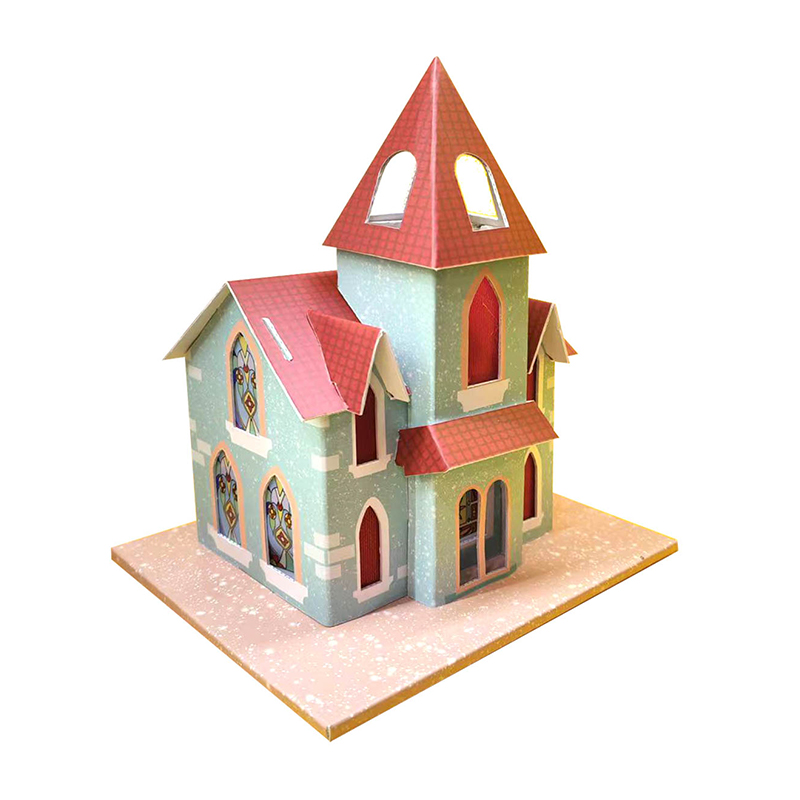 N24805 European Style DIY 3D Cardboard Handmade House Puzzle